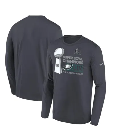 Nike Kids' Big Boys And Girls Anthracite Philadelphia Eagles Super Bowl Lix Champions Locker Room Trophy Collec
