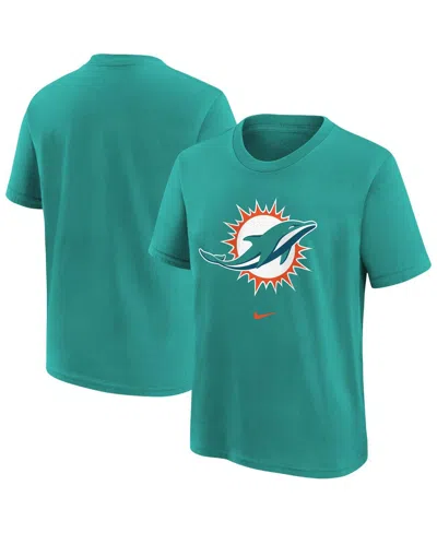 Nike Kids' Big Boys And Girls Aqua Miami Dolphins Primary Logo Legend T-shirt In Green