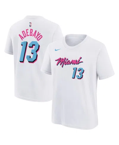 Nike Kids' Big Boys And Girls Bam Adebayo White Miami Heat 2024/25 City Edition Name Number T-shirt