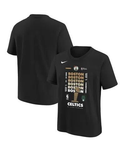 Nike Kids' Big Boys And Girls Black Boston Celtics 2024 Nba Finals Champions Expressive T-shirt