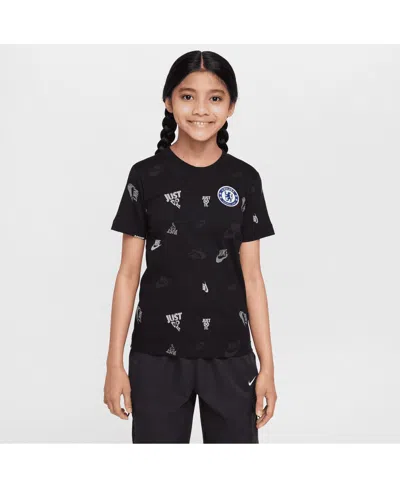 Nike Kids' Big Boys And Girls Black Chelsea Just Do It Crest T-shirt