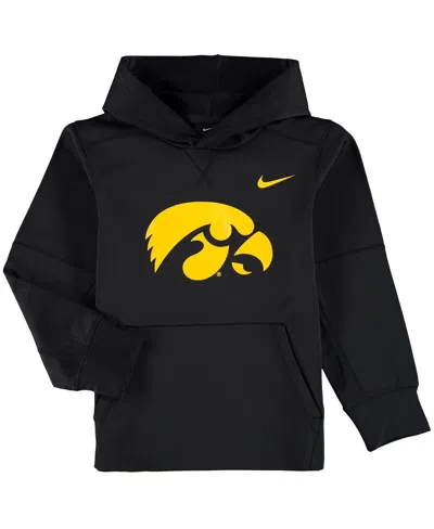 Nike Big Boys And Girls Black Iowa Hawkeyes Logo Ko Pullover Performance Hoodie