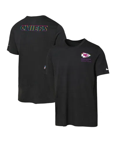 Nike Kids' Big Boys And Girls Black Kansas City Chiefs 2025 Nfl Crucial Catch Tri-blend Dri-fit T-shirt
