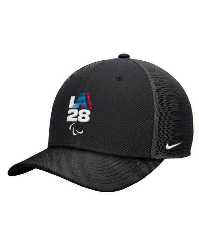 Nike Kids' Big Boys And Girls Black La28 Summer Paralympics Retro Stripe Rise Adjustable Trucker Hat