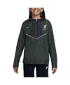 Nike Big Boys And Girls Black Liverpool Amplify Windrunner Anorak Half-zip Hoodie Jacket In Black