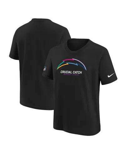 Nike Kids' Big Boys And Girls Black Los Angeles Chargers 2024 Nfl Crucial Catch T-shirt