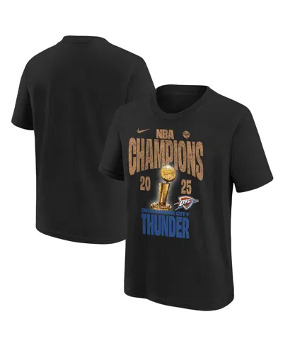 Nike Kids' Big Boys And Girls Black Oklahoma City Thunder 2025 Nba Finals Champions Locker Room Confetti T-shir In Blue