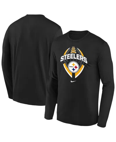 Nike Kids' Big Boys And Girls Black Pittsburgh Steelers Primetime Legend Iconâ Long Sleeve Performance T-shirt