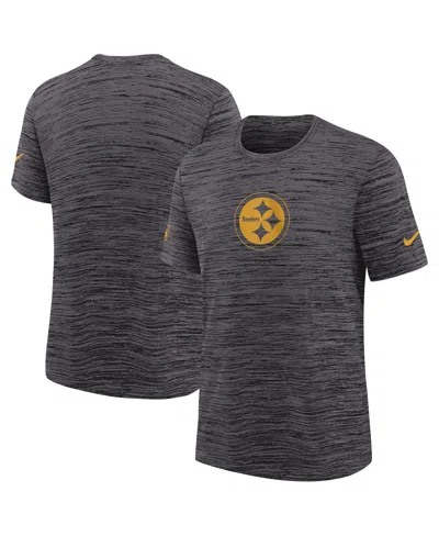 Nike Kids' Big Boys And Girls Black Pittsburgh Steelers Sideline Velocity Performance T-shirt In Gray