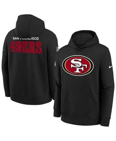 Nike Kids' Big Boys And Girls Black San Francisco 49ers Sideline Club Fleece Hoodie