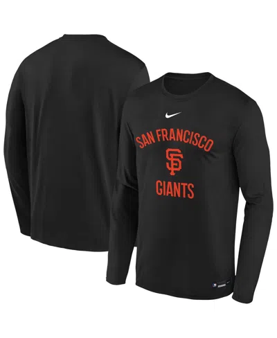 Nike Kids' Big Boys And Girls Black San Francisco Giants Authentic Collection Legend Performance Long Sleeve T-