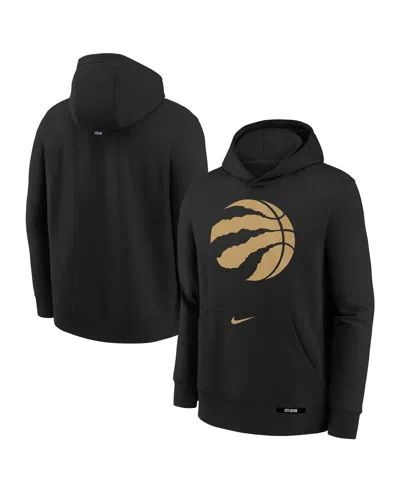 Nike Kids' Big Boys And Girls Black Toronto Raptors 2024/25 City Edition Club Fleece Pullover Hoodie