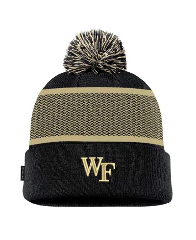 Nike Big Boys And Girls Black Wake Forest Demon Deacons 2024 Sideline Peak Cuffed With Pom Knit Hat