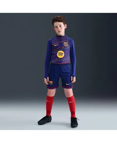 Nike Kids' Big Boys And Girls Blue Barcelona 2025/26 Dri-fit Stadium Shorts