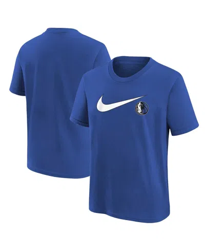 Nike Kids' Big Boys And Girls Blue Dallas Mavericks Swoosh T-shirt