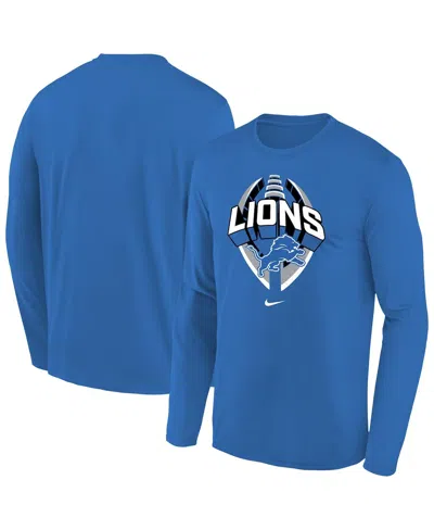 Nike Kids' Big Boys And Girls Blue Detroit Lions Primetime Legend Iconâ Long Sleeve Performance T-shirt