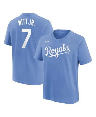Nike Kids' Big Boys And Girls Bobby Witt Jr. Light Blue Kansas City Royals Home Player Name Number T-shirt