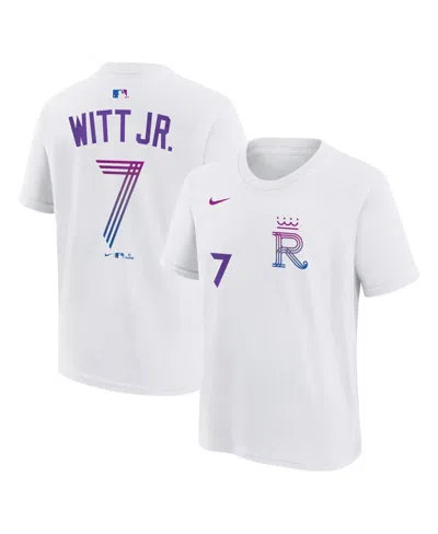 Nike Big Boys And Girls Bobby Witt Jr. White Kansas City Royals 2026 City Connect Name Number T-shirt