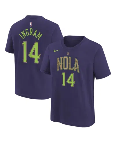 Nike Kids' Big Boys And Girls Brandon Ingram Purple New Orleans Pelicans 2024/25 City Edition Name Number T-shi
