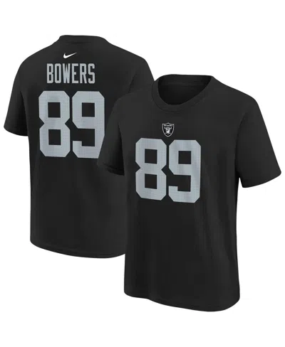Nike Kids' Big Boys And Girls Brock Bowers Black Las Vegas Raiders Player Name Number T-shirt