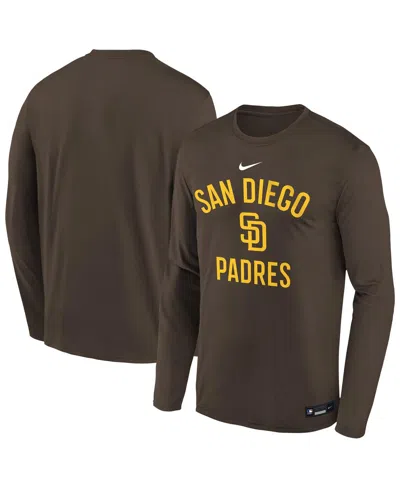 Nike Kids' Big Boys And Girls Brown San Diego Padres Authentic Collection Legend Performance Long Sleeve T-shir
