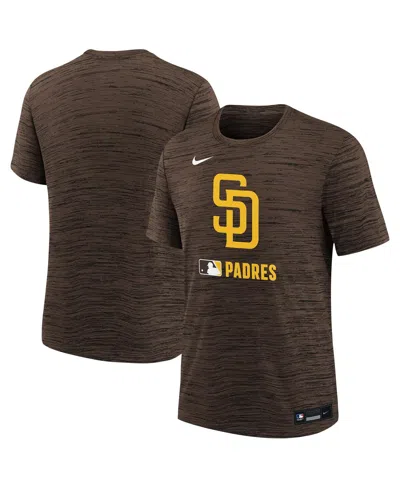 Nike Kids' Big Boys And Girls Brown San Diego Padres Authentic Collection Velocity Performance T-shirt