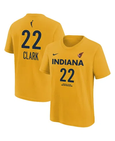 Nike Kids' Big Boys And Girls Caitlin Clark Gold Indiana Fever Name Number T-shirt In Yellow