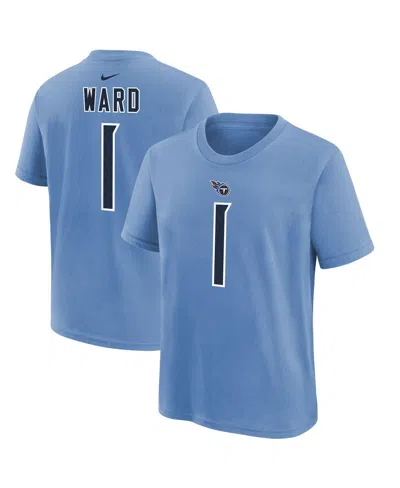 Nike Kids' Big Boys And Girls Cam Ward Navy Tennessee Titans 2025 Nfl Draft First Round Pick Name Number T-shir In Blue