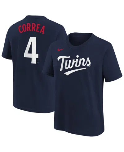 Nike Big Boys And Girls Carlos Correa Navy Minnesota Twins Player Name Number T-shirt
