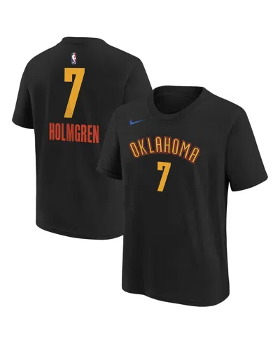 Nike Kids' Big Boys And Girls Chet Holmgren Black Oklahoma City Thunder 2024/25 City Edition Name Number T-shir