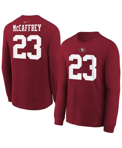 Nike Big Boys And Girls Christian Mccaffrey Scarlet San Francisco 49ers Player Name Number Long Sleeve T-