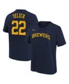 Nike Big Boys And Girls Christian Yelich Navy Milwaukee Brewers Home Player Name Number T-shirt In Navy
