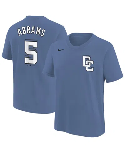 Nike Kids' Big Boys And Girls Cj Abrams Blue Washington Nationals Fuse City Connect Name Number T-shirt