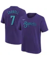 Nike Big Boys And Girls Corbin Carroll Purple Arizona Diamondbacks Fuse City Connect Name Number T-shirt In Blue