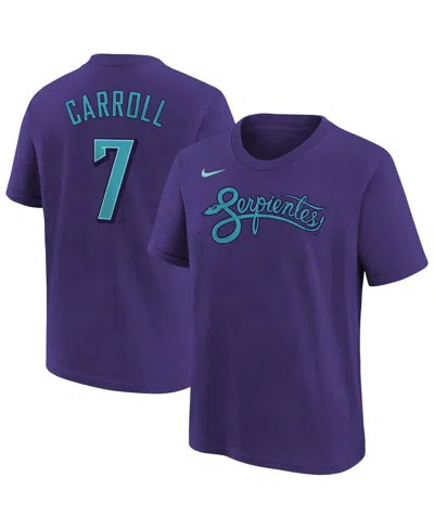 Nike Kids' Big Boys And Girls Corbin Carroll Purple Arizona Diamondbacks Fuse City Connect Name Number T-shirt In Blue