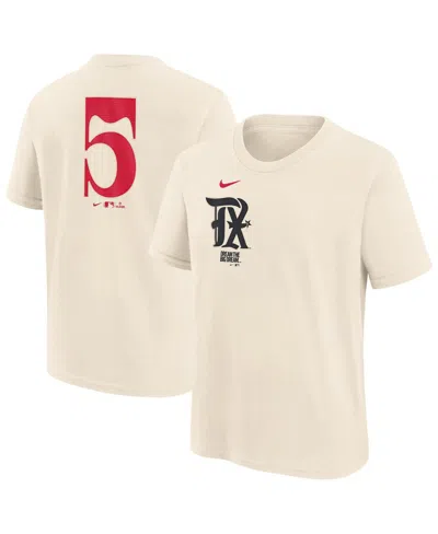 Nike Kids' Big Boys And Girls Corey Seager Natural Texas Rangers Fuse City Connect Name Number T-shirt In Brown
