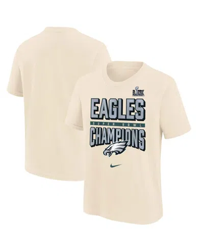 Nike Kids' Big Boys And Girls Cream Philadelphia Eagles Super Bowl Lix Champions T-shirt