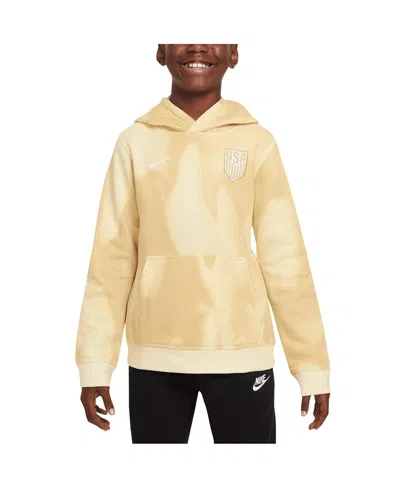 Nike Kids' Big Boys And Girls Cream Usmnt Club Fleece Pullover Hoodie