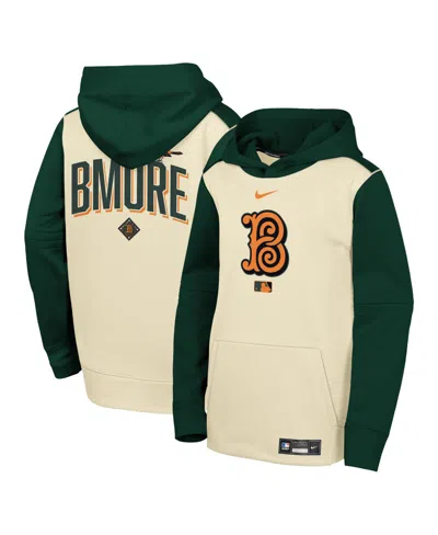 Nike Big Boys And Girls Cream/green Baltimore Orioles 2026 City Connect Authentic Collection Therma-fit H