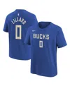 Nike Big Boys And Girls Damian Lillard Royal Milwaukee Bucks 2024/25 City Edition Name Number T-shirt In Royal