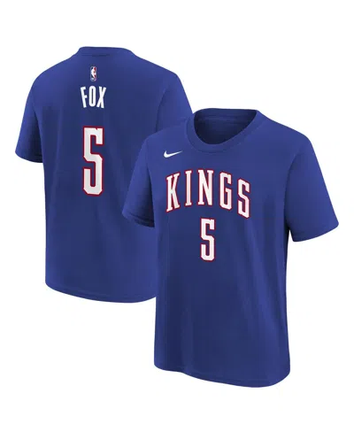Nike Big Boys And Girls De'aaron Fox Blue Sacramento Kings 2024/25 City Edition Name Number T-shirt