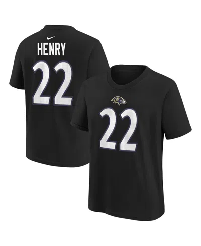 Nike Kids' Big Boys And Girls Derrick Henry Black Baltimore Ravens Player Name Number T-shirt