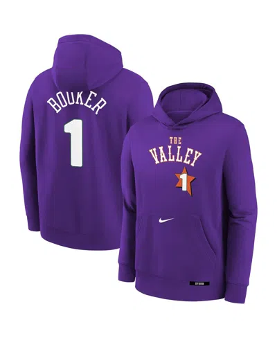 Nike Big Boys And Girls Devin Booker Purple Phoenix Suns 2024/25 City Edition Name Number Pullover Hoodie