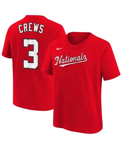 Nike Kids' Big Boys And Girls Dylan Crews Red Washington Nationals Player Name Number T-shirt