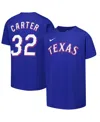 Nike Big Boys And Girls Evan Carter Royal Texas Rangers Name Number T-shirt In Royal