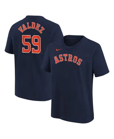 Nike Kids' Big Boys And Girls Framber Valdez Navy Houston Astros Name Number T-shirt In Blue