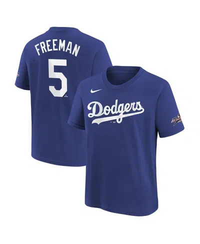 Nike Kids' Big Boys And Girls Freddie Freeman Royal Los Angeles Dodgers 2025 Mlb All-star Edition Name Number T In Blue