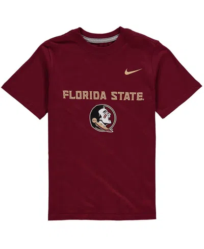 Nike Kids' Big Boys And Girls Garnet Florida State Seminoles Cotton Logo T-shirt