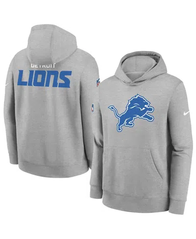 Nike Kids' Big Boys And Girls Gray Detroit Lions Sideline Club Fleece Hoodie