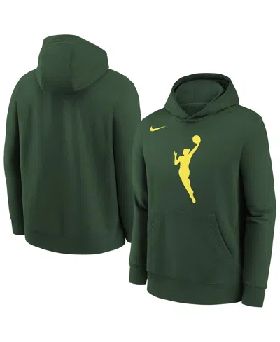 Nike Kids' Big Boys And Girls Hunter Green Wnba Logo Essential Team Pullover Hoodie In Blue
